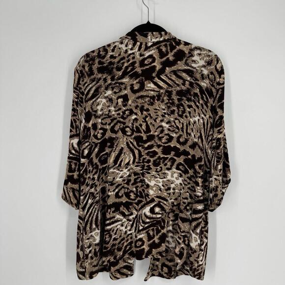 Chicos travelers top medium M animal print open cardigan stretch fall office - Picture 3 of 5